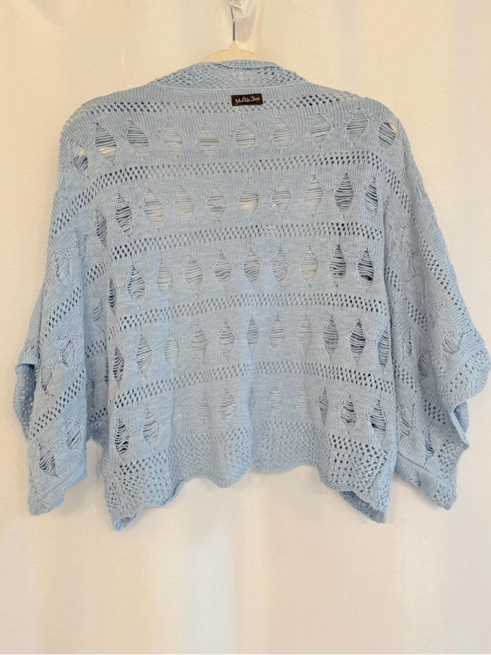 Matilda Jane Blue Open Knit Shrug Cardigan NWT Medium - Picture 5 of 7